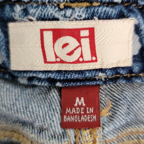 L.E.I. Printed Rolled Cuff Denim Short Overalls - Picture 12 of 14